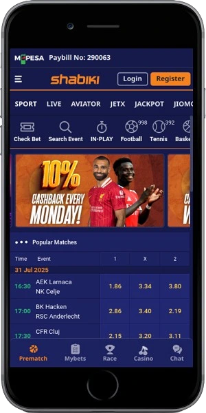 Shabiki Kenya mobile app screenshot